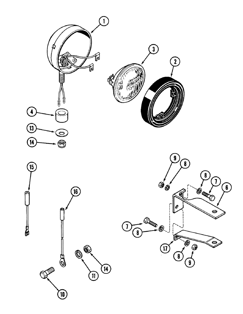 Схема запчастей Case IH 1390 - (S-08) - LOWER FLOOD LAMP ATTACHMENT (06) - ELECTRICAL SYSTEMS