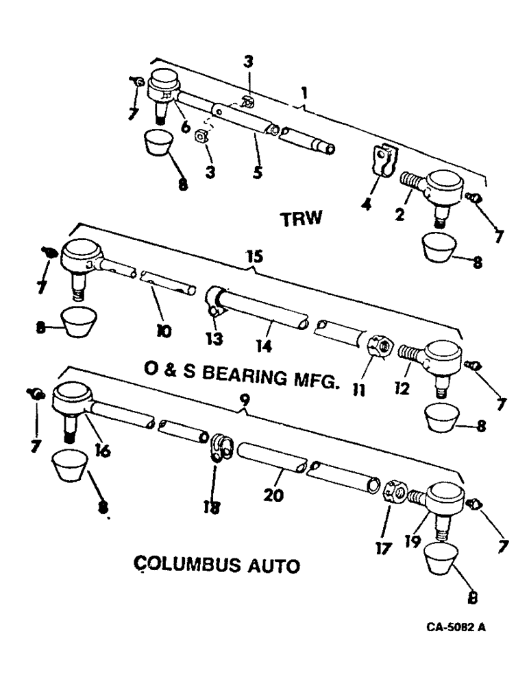 Схема запчастей Case IH 915 - (14-7) - SUSPENSION, STEERING AXLE TIE RODS, NARROW ADJUSTING, 56 TO 68 INCHES Suspension