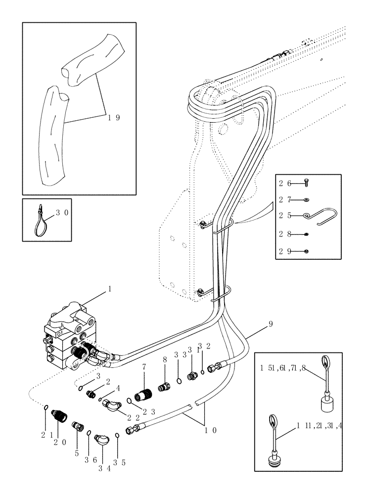 Схема запчастей Case IH LX232 - (08-04) - HYDRAULICS - JXC TRACTOR - MID MOUNT (2 FUNCTION STANDARD QUICK CONNECT) (08) - HYDRAULICS