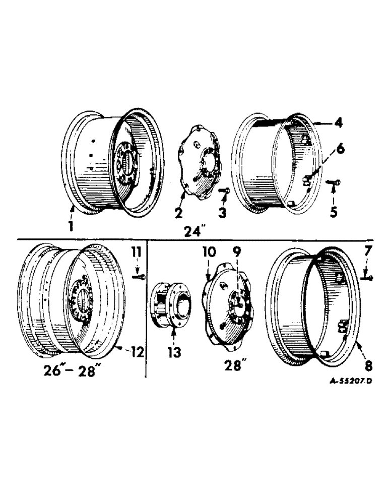 Схема запчастей Case IH 340 - (186) - WHEELS, REAR WHEELS, INTERNATIONAL 330, 340 AND 340 DIESEL (11) - WHEELS