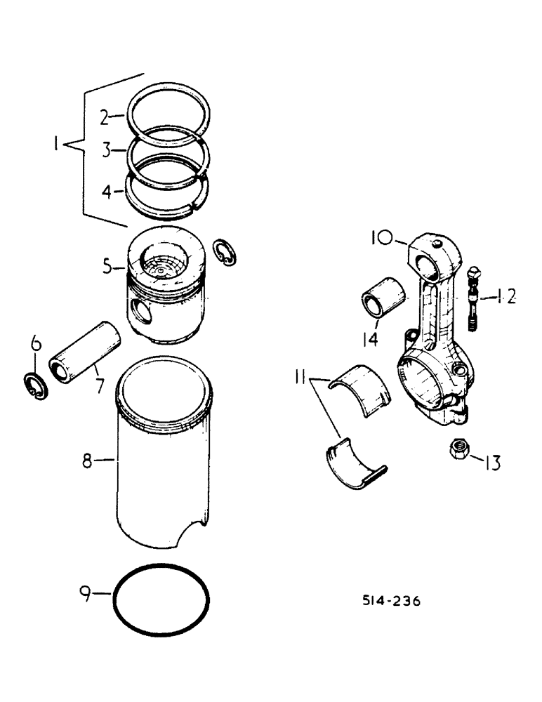 Схема запчастей Case IH 278 - (12-047) - CONNECTING ROD, PISTON AND SLEEVE Power