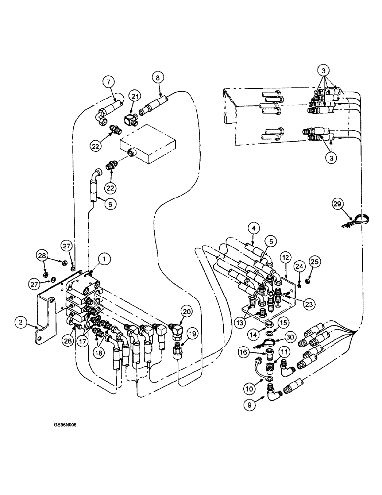 Схема запчастей Case IH L300 - (8-26) - HYDRAULICS, EXTERNAL VALVE, 3 FUNCTION MID MOUNT (08) - HYDRAULICS