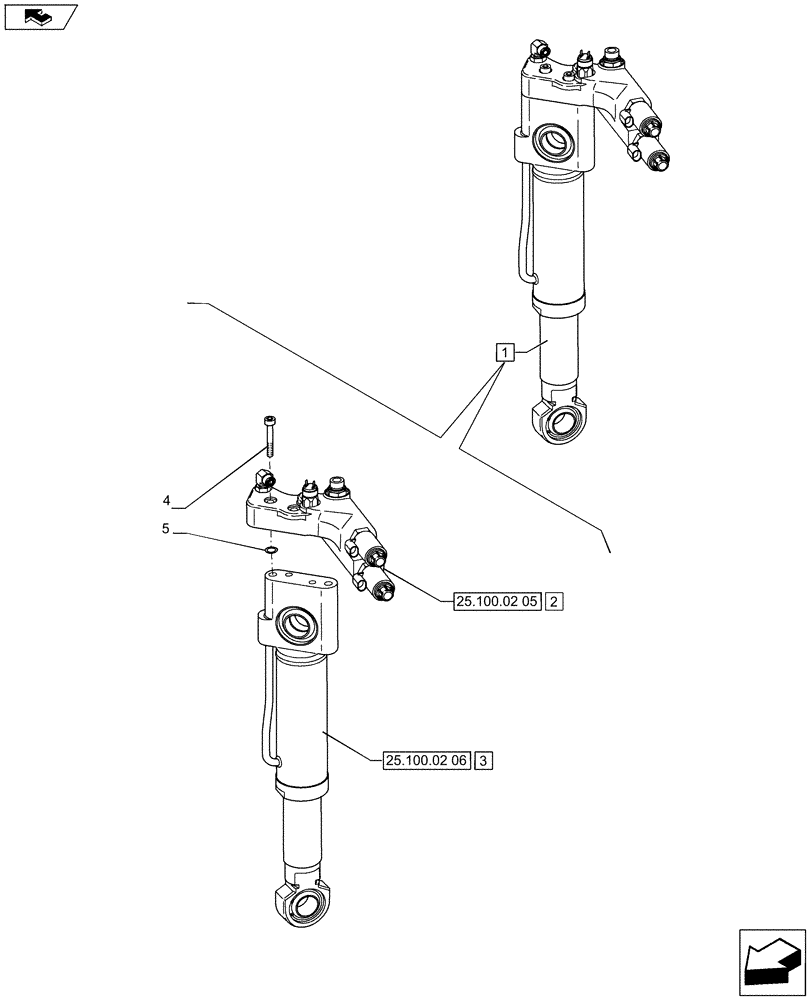 Схема запчастей Case IH PUMA 185 - (25.100.02[04]) - CLASS 4 4WD AXLE WITH ACTIVE SUSPENSION SKY HOOK - CYLINDER AND VALVE - BREAKDOWN - C7091 (VAR.720463-728212) (25) - FRONT AXLE SYSTEM