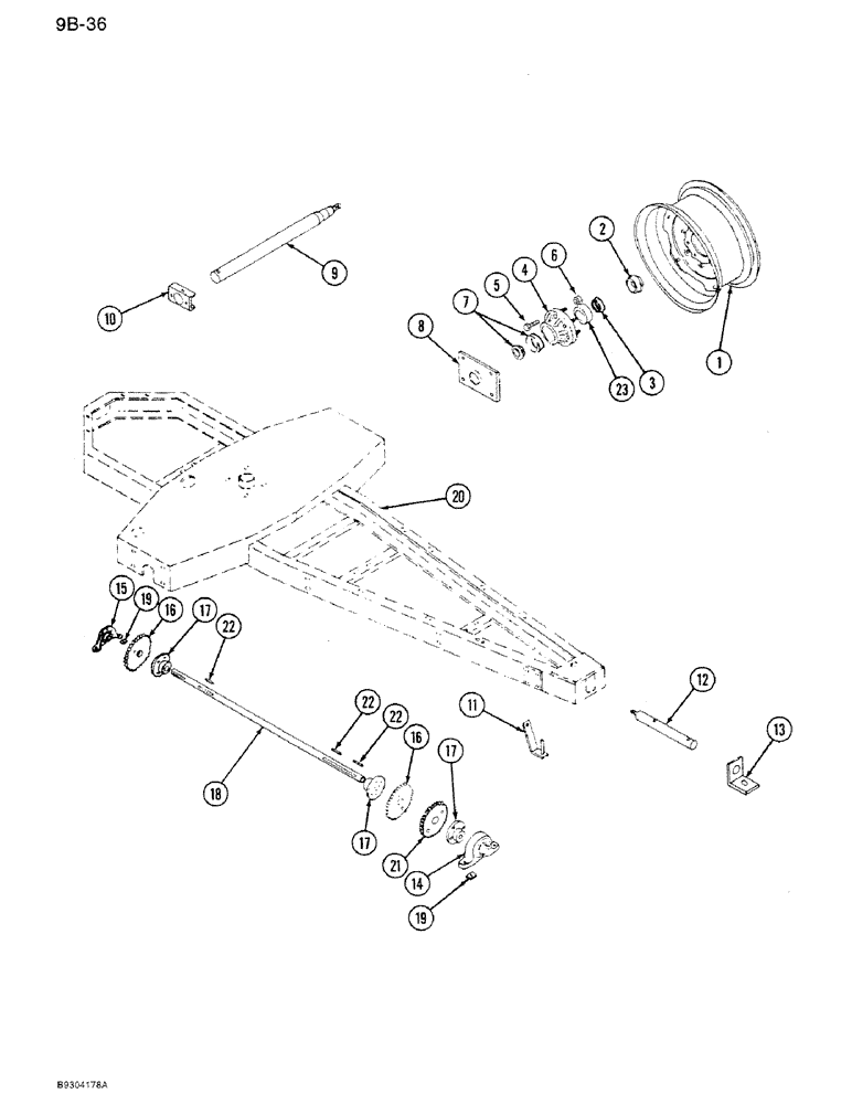 Схема запчастей Case IH 1250 - (9B-36) - MIXER DRIVE AND WHEELS, 1250 MACHINES (09) - CHASSIS ATTACHMENTS