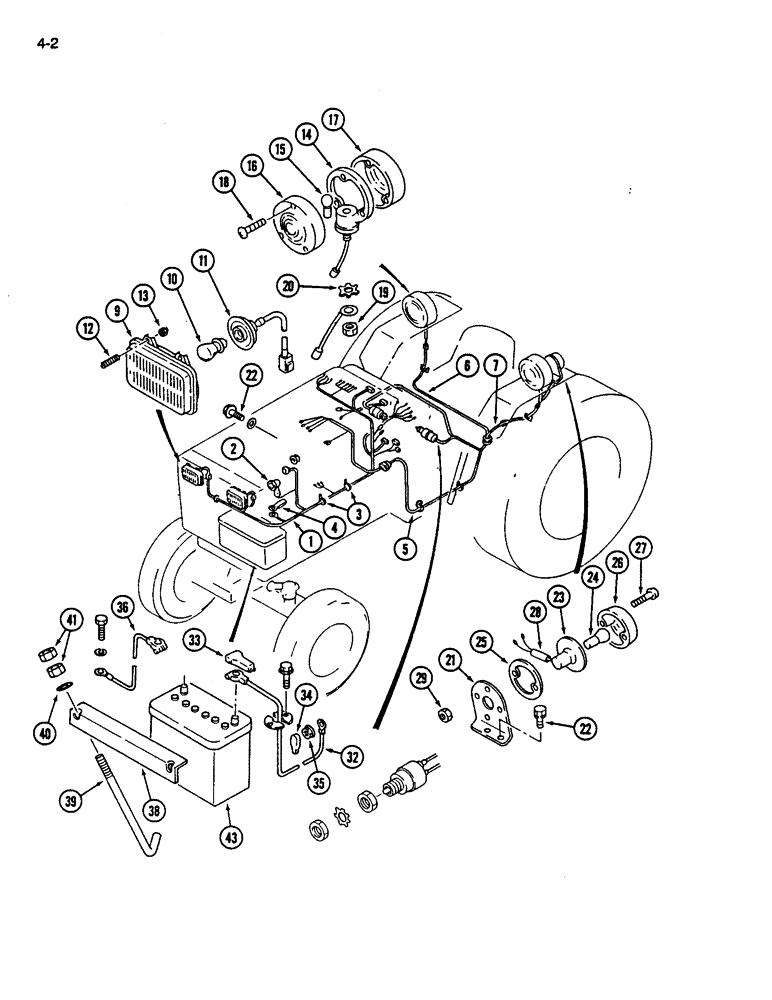 Схема запчастей Case IH 245 - (4-02) - WIRING HARNESS AND BATTERY (04) - ELECTRICAL SYSTEMS