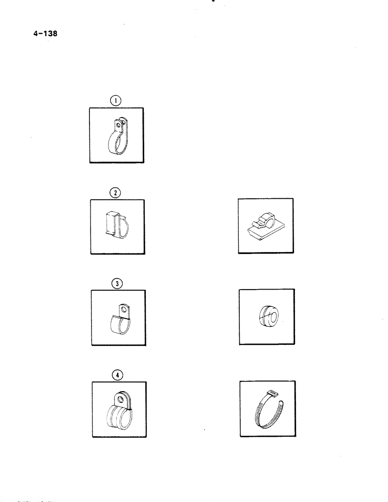 Схема запчастей Case IH 485 - (4-138) - CLIPS, CLAMPS, STRAPS AND GROMMETS (04) - ELECTRICAL SYSTEMS