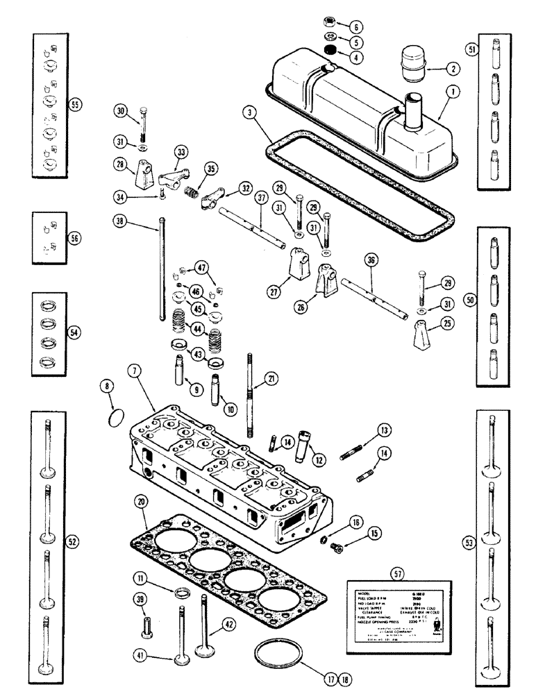 Схема запчастей Case IH 1150 - (126) - CYLINDER HEAD ASSEMBLY, 188 DIESEL ENGINE, USED PRIOR TO ENGINE SERIAL NUMBER 2627377 (10) - ENGINE