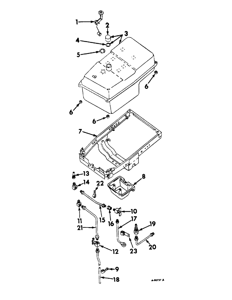 Схема запчастей Case IH 544 - (E-07) - FUEL SYSTEM, FUEL TANKS, SUPPORTS AND PIPING, FARMALL DIESEL ENGINE TRACTORS (02) - FUEL SYSTEM