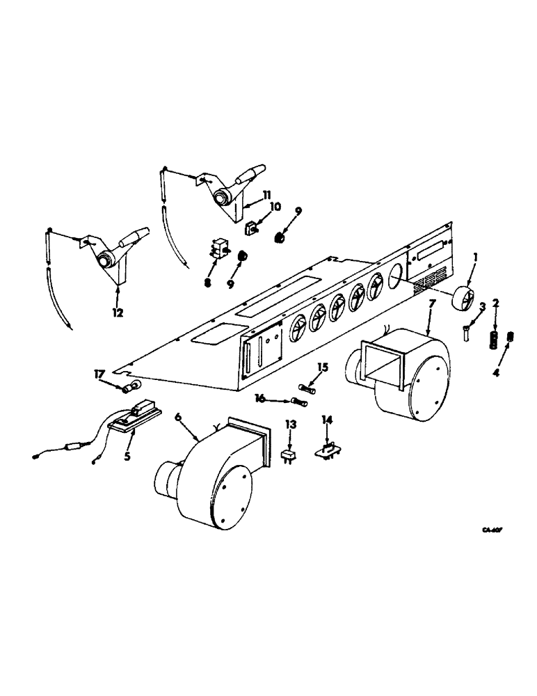 Схема запчастей Case IH 815 - (N-08) - PARTS, ACCESSORIES AND ATTACHMENTS, OPERATORS CAB PRESSURIZER SERIAL NO. 3451 AND BELOW Accessories & Attachments