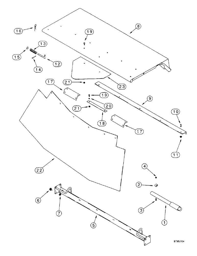 Схема запчастей Case IH 2188 - (9D-20) - CLEANING SHOE DOOR AND SHIELD, MODELS WITH STRAW AND CHAFF SPREADER (16) - GRAIN ELEVATORS & AUGERS