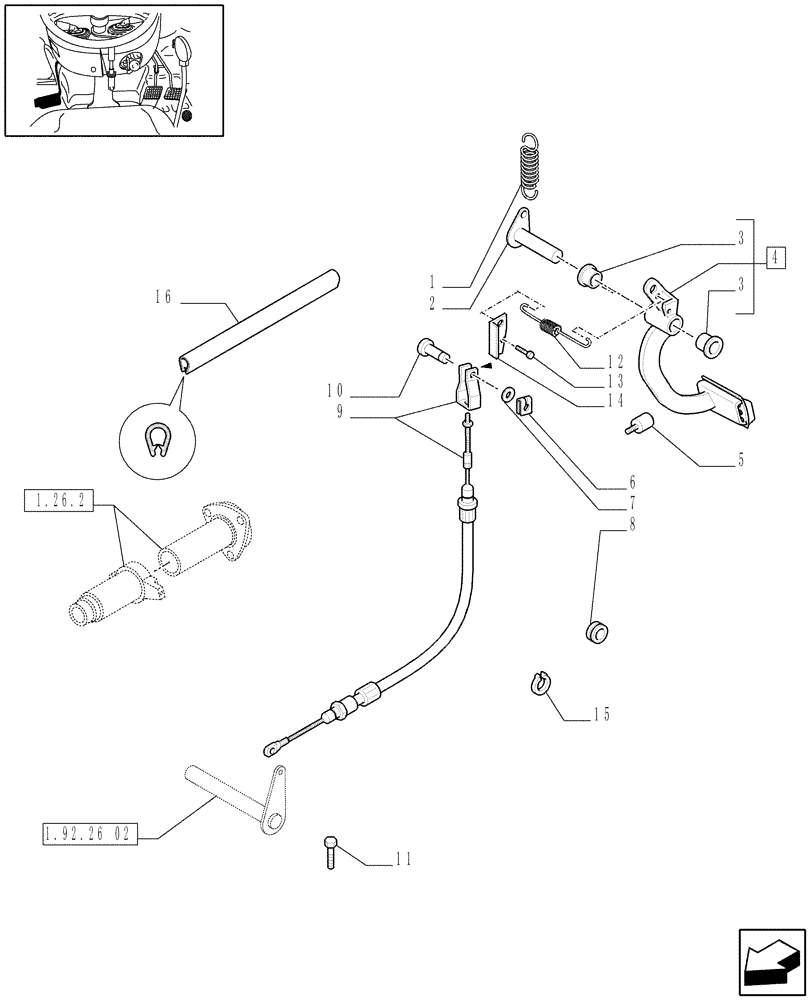 Схема запчастей Case IH JX60 - (1.92.26[01]) - CLUTCH PEDAL - C6967 (10) - OPERATORS PLATFORM/CAB