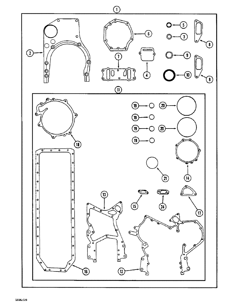 Схема запчастей Case IH 1660 - (2-54) - GASKET KITS, DT466B ENGINE (01) - ENGINE