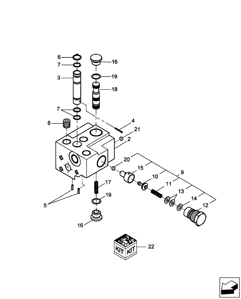 Схема запчастей Case IH DX60 - (04.03.04) - MANIFOLD DIVERTER BLOCK - SSS - SBA340016731 (04) - FRONT AXLE & STEERING