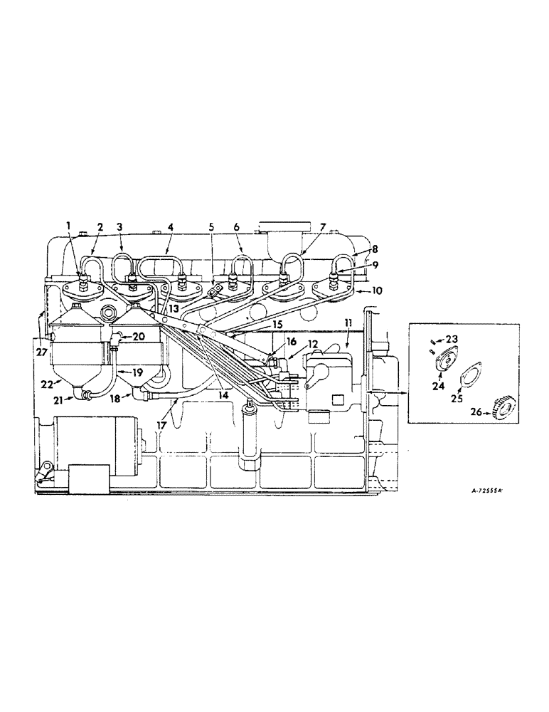 Схема запчастей Case IH 420 - (347) - FUEL INJECTION PUMP & CONNECTIONS, 420, CH1372F - CH2820G, 414, CH813F - 1568G, 416, CH501H & ABOVE (10) - ENGINE