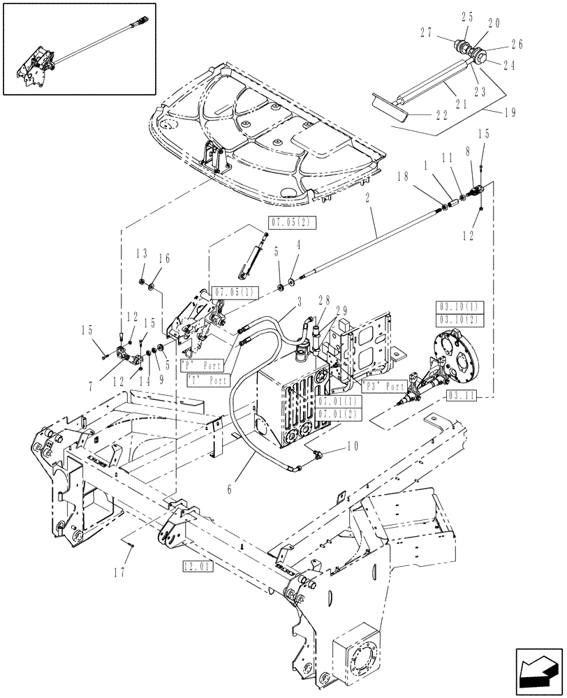 Схема запчастей Case IH WD1903 - (03.09) - HYDROSTATIC TRANSMISSION COMMAND (03) - TRANSMISSION