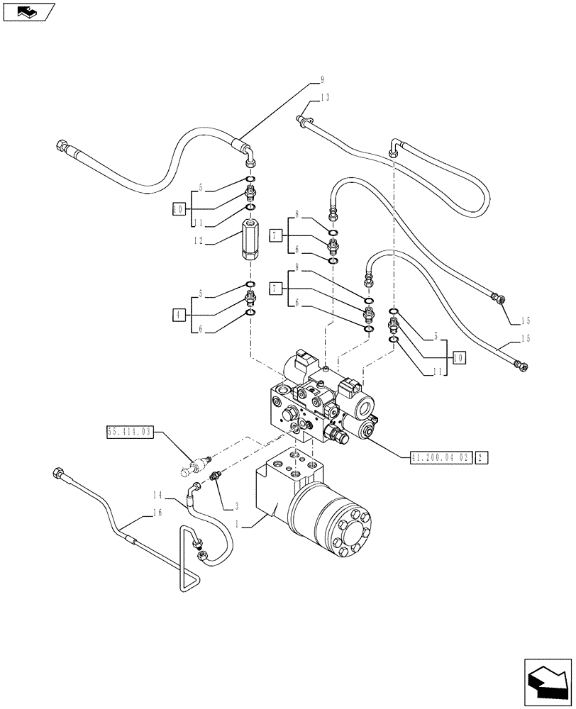 Схема запчастей Case IH PUMA 170 - (41.200.04[01]) - AUTOGUIDANCE STEERING SYSTEM - VALVES AND PIPES (VAR.743348 / 743610; VAR.743332 / 743609) (41) - STEERING