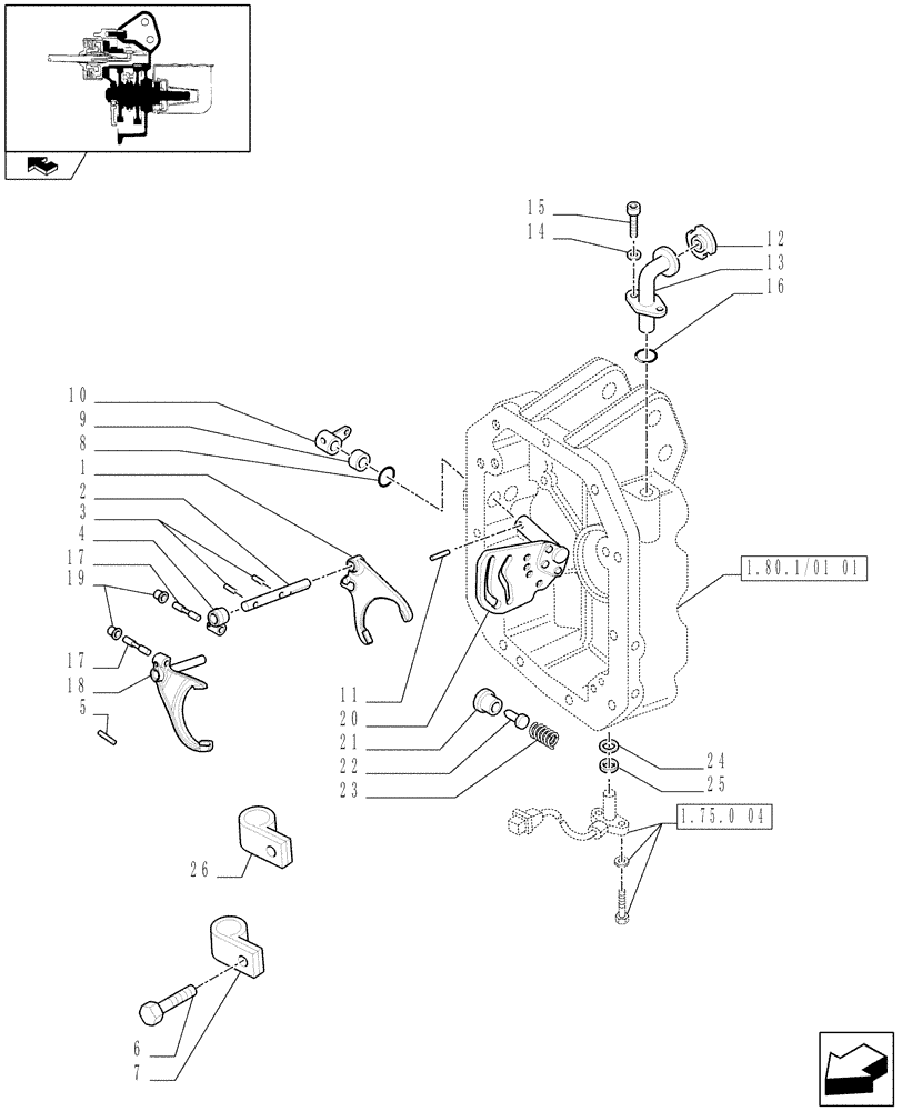 Схема запчастей Case IH MAXXUM 140 - (1.80.1/01[03]) - POWER TAKE-OFF 540/750/1000 RPM - OIL FILLER PIPE AND ENGAGEMENT (07) - HYDRAULIC SYSTEM