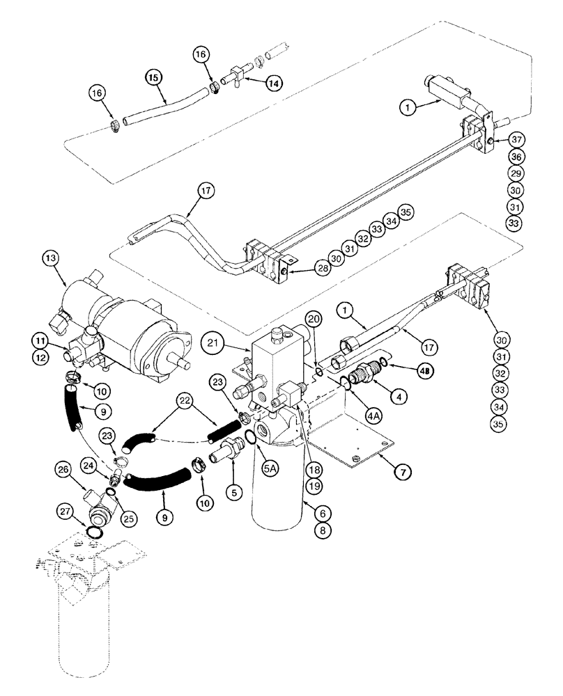 Схема запчастей Case IH 2388 - (08-07) - HYDRAULICS - AUXILIARY PUMP RETURN (07) - HYDRAULICS