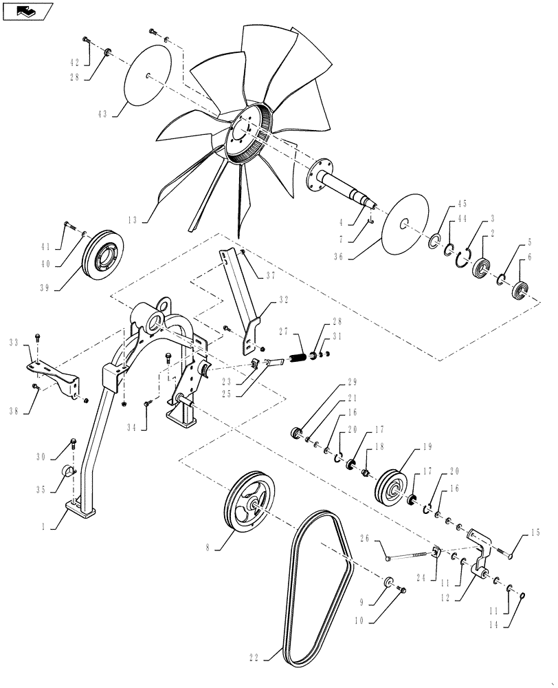 Схема запчастей Case IH 5130 - (10.414.01) - ENGINE FAN DRIVE 5130 (10) - ENGINE