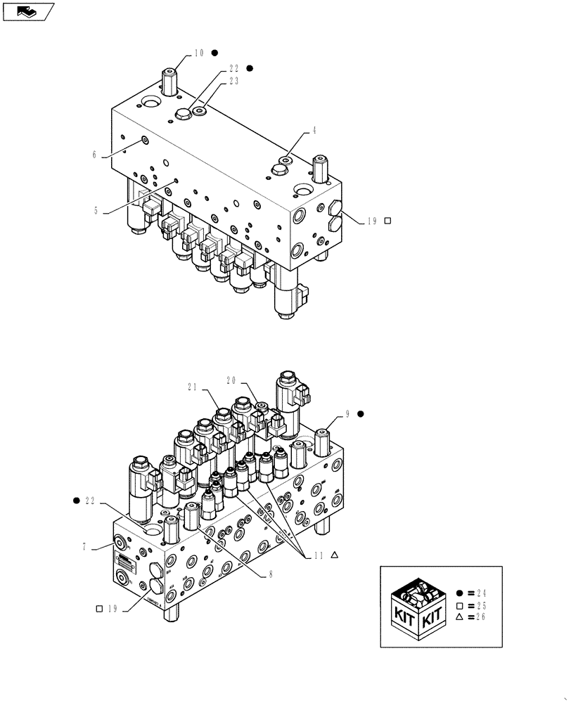 Схема запчастей Case IH 4420 - (06-052) - VALVE CONTROL - 8 BANK WITHOUT FITTINGS Hydraulic Plumbing