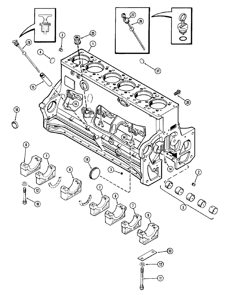 Схема запчастей Case IH 1370 - (036) - CYLINDER BLOCK, (504BDT) DIESEL ENGINE, FIRST USED ENGINE SERIAL NUMBER 2556252 (02) - ENGINE