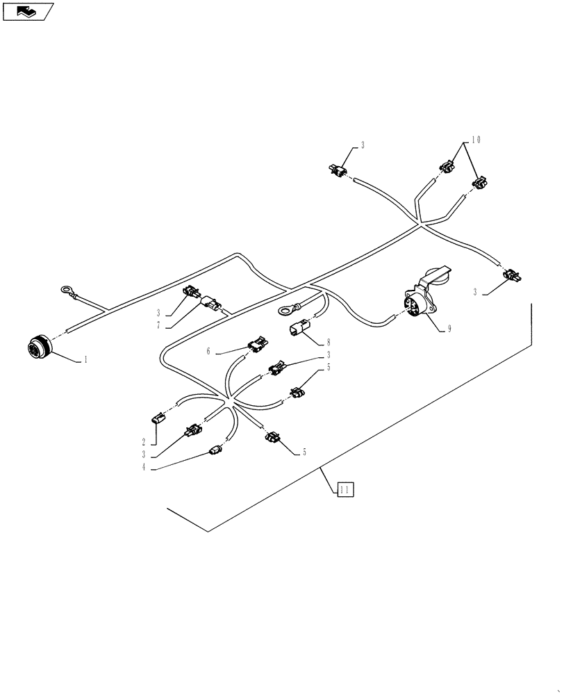 Схема запчастей Case IH STEIGER 450 - (55.100.06[02]) - HARNESS - REAR FRAME WIRING - N.A./AUS. (55) - ELECTRICAL SYSTEMS