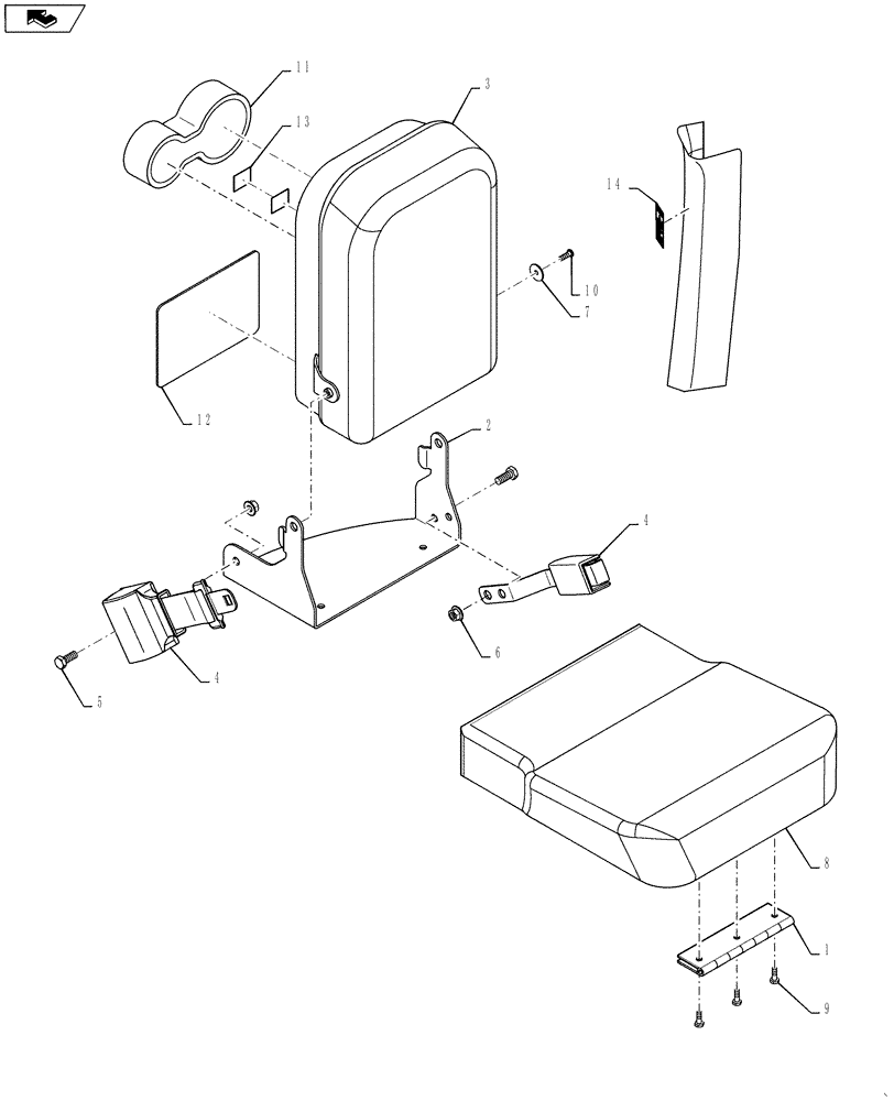 Схема запчастей Case IH 4420 - (01-023) - INSTRUCTIONAL SEAT ASSEMBLY, LEATHER Cab Interior