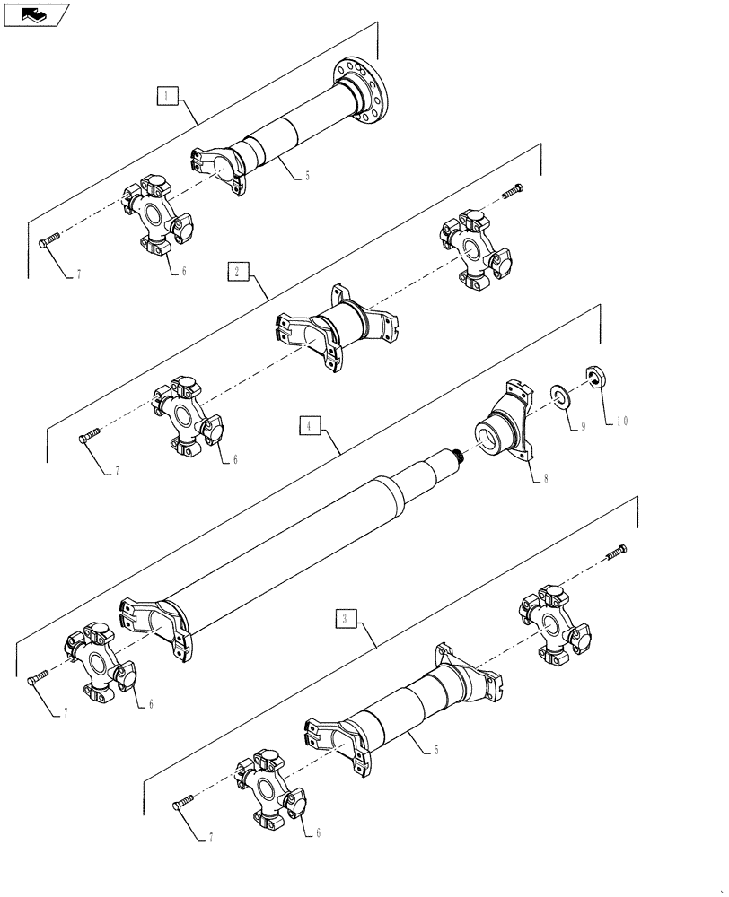 Схема запчастей Case IH STEIGER 500 - (21.300.01[02]) - DRIVESHAFTS - WITH 8C TRANSMISSION - STEIGER 500 (21) - TRANSMISSION