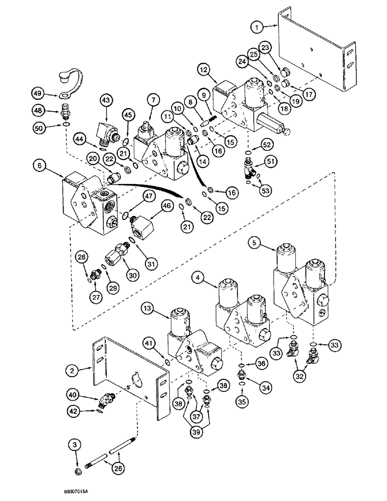 Схема запчастей Case IH 1644 - (8-30) - CONTROL VALVE AND MOUNTING, WITHOUT FORE AND AFT ATTACHMENT (07) - HYDRAULICS