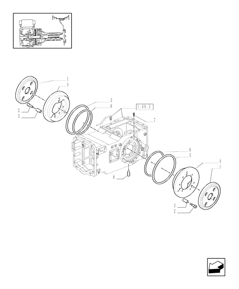 Схема запчастей Case IH MXU110 - (1.65.3/01) - (VAR.161) STRENGTHENED WHEEL AXLE WITH TOOTH ENGAGEMENT - TRANSMISSION BRAKE (05) - REAR AXLE