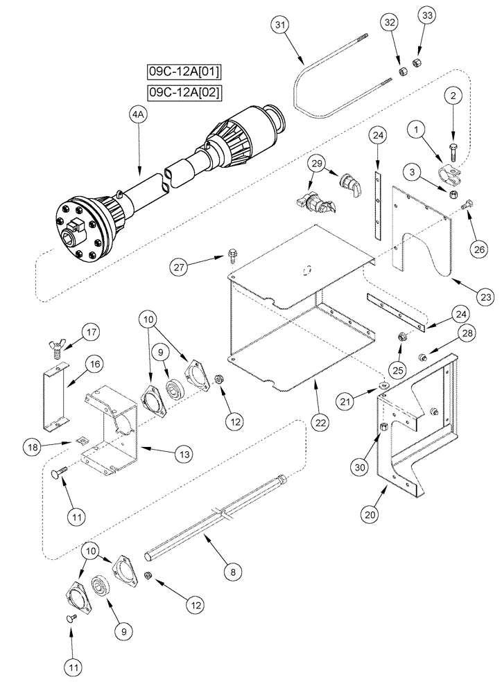 Схема запчастей Case IH 1010 - (09C-08) - AUGER JACKSHAFT DRIVE 15.0 FOOT HEADER (09) - CHASSIS/ATTACHMENTS