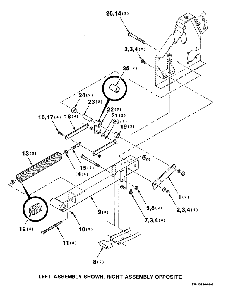 Схема запчастей Case IH 8820 - (9-038) - HAY CONDITIONER SPRING ASSEMBLY, LEFT AND RIGHT (58) - ATTACHMENTS/HEADERS