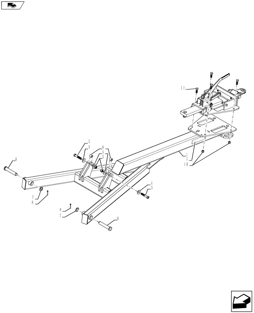 Схема запчастей Case IH 940 - (39.110.03) - REAR HITCH FRAME (39) - FRAMES AND BALLASTING