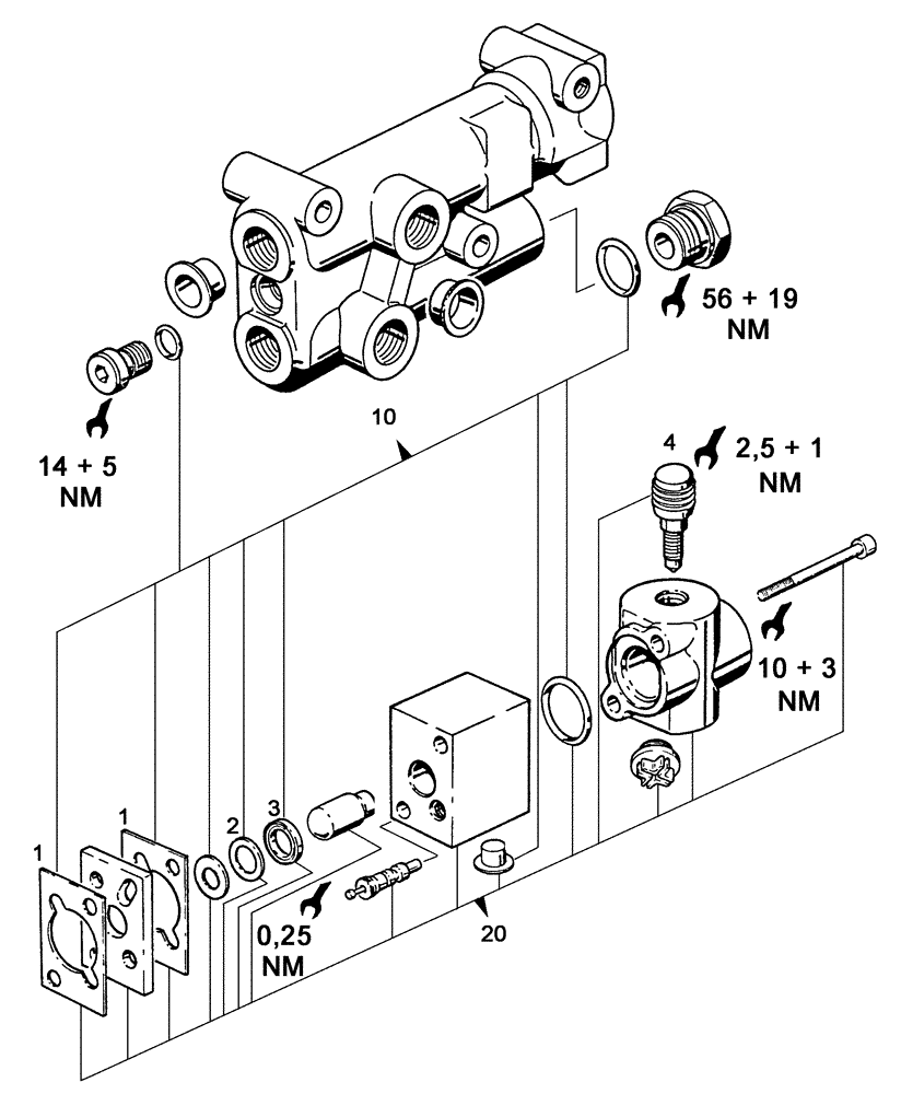 Схема запчастей Case IH C55 - (07-11[01]) - BRAKE VALVE DISASSEMBLED (07) - BRAKES