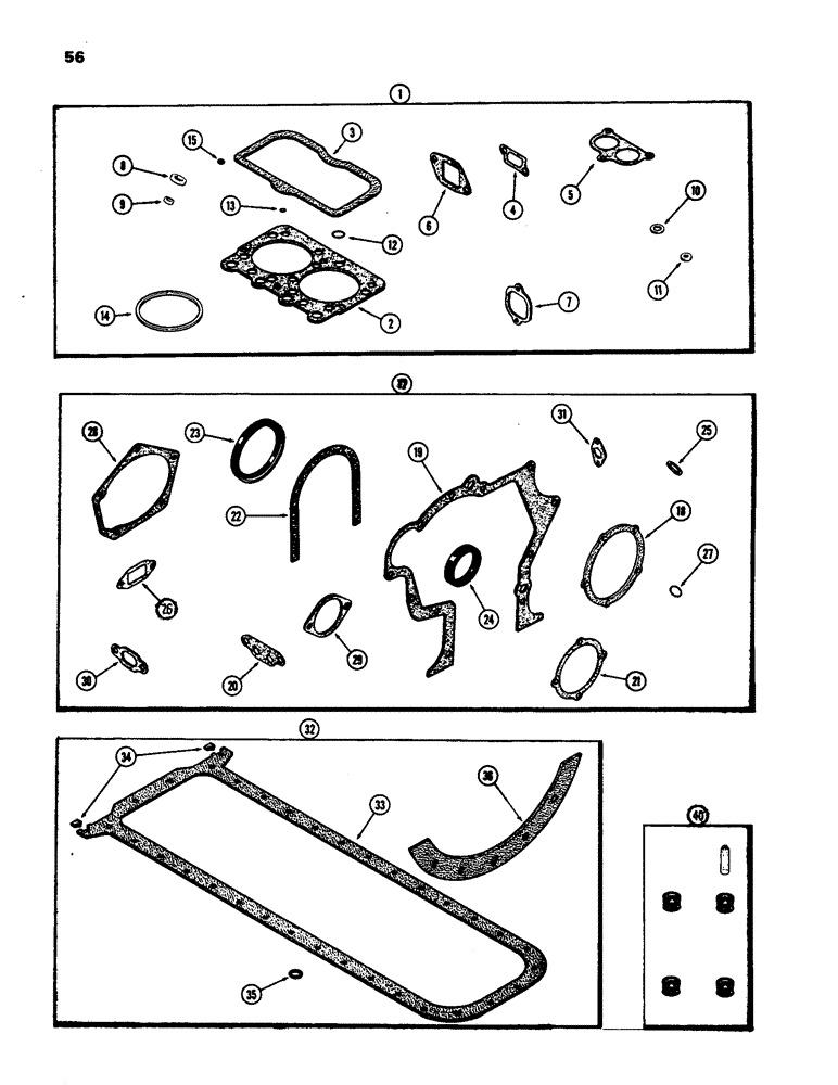 Схема запчастей Case IH 970 - (056) - ENGINE GASKET KITS, (401B) DIESEL ENGINE, VALVE GRIND KIT (02) - ENGINE