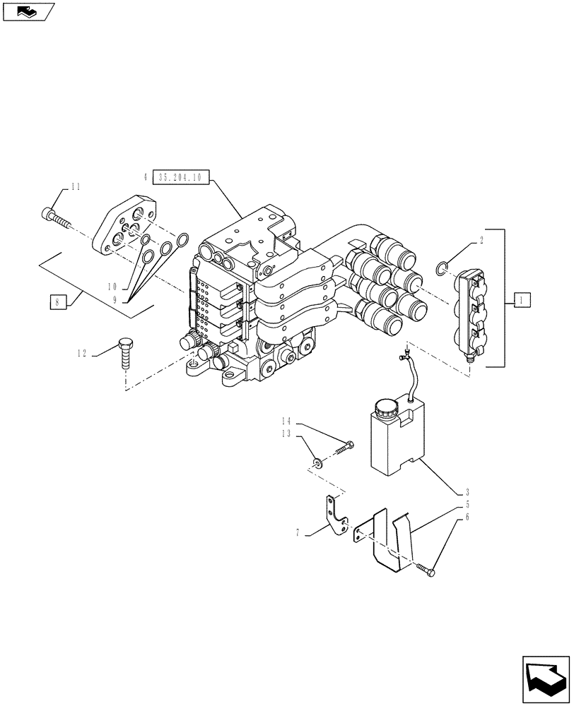 Схема запчастей Case IH PUMA 145 - (35.204.09) - VAR - 743686, 330856 - EHR CONTROL VALVE - MOUNTING & ATTACHMENTS - 3 VALVE (35) - HYDRAULIC SYSTEMS