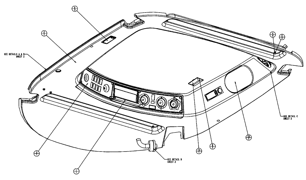 Схема запчастей Case IH FLX3510 - (01-010[01]) - CONSOLE ASSEMBLY, OVERHEAD (10) - CAB