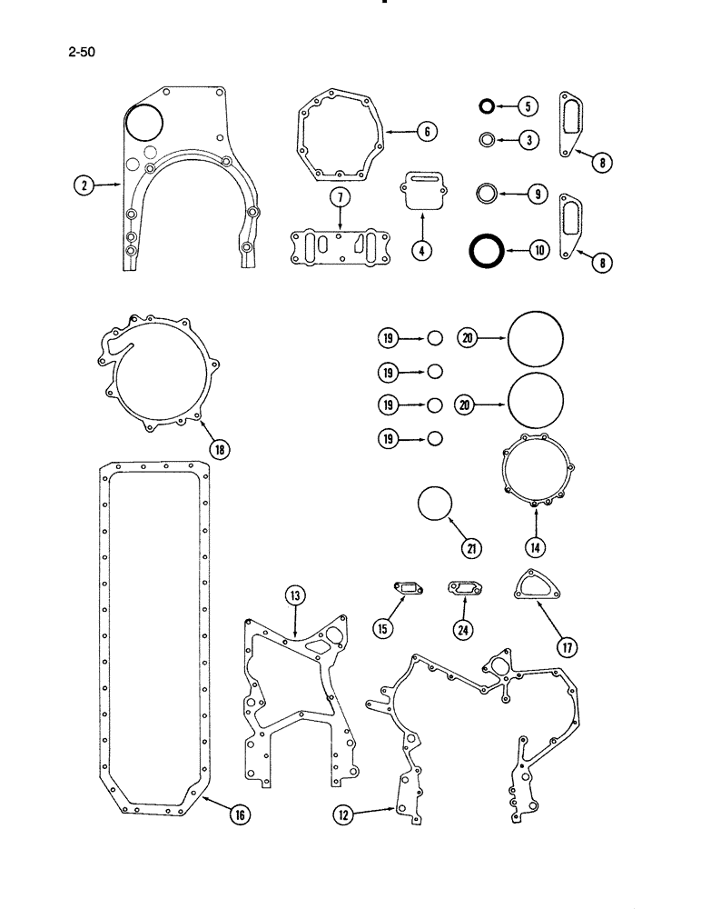 Схема запчастей Case IH 1670 - (2-50) - CYLINDER BLOCK GASKET KIT, DTI466C ENGINE (01) - ENGINE