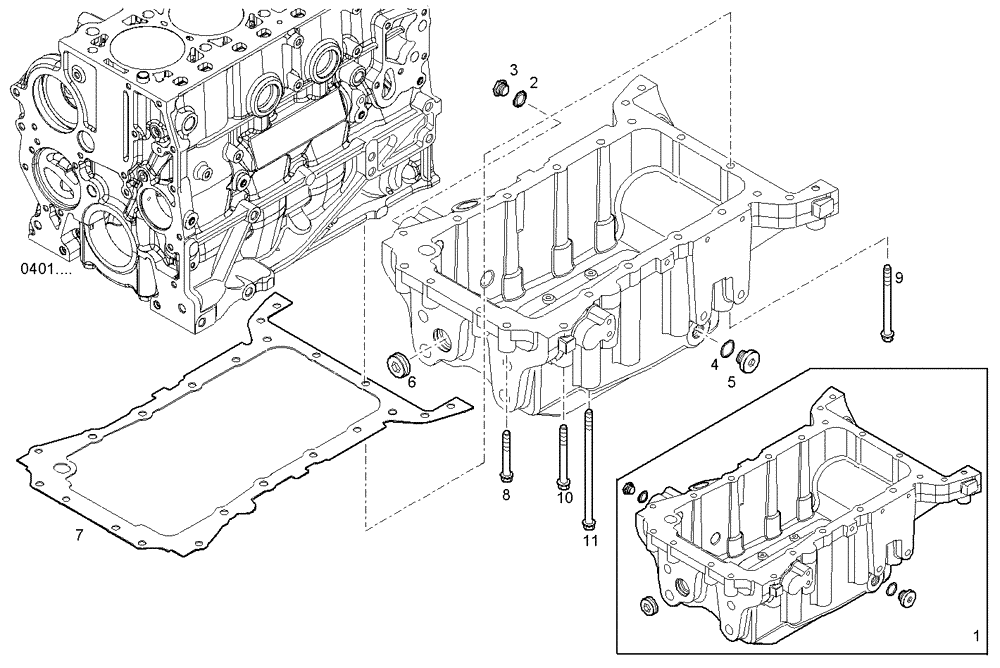 Схема запчастей Case IH F5AE9484G A004 - (0420.249) - OIL SUMP 