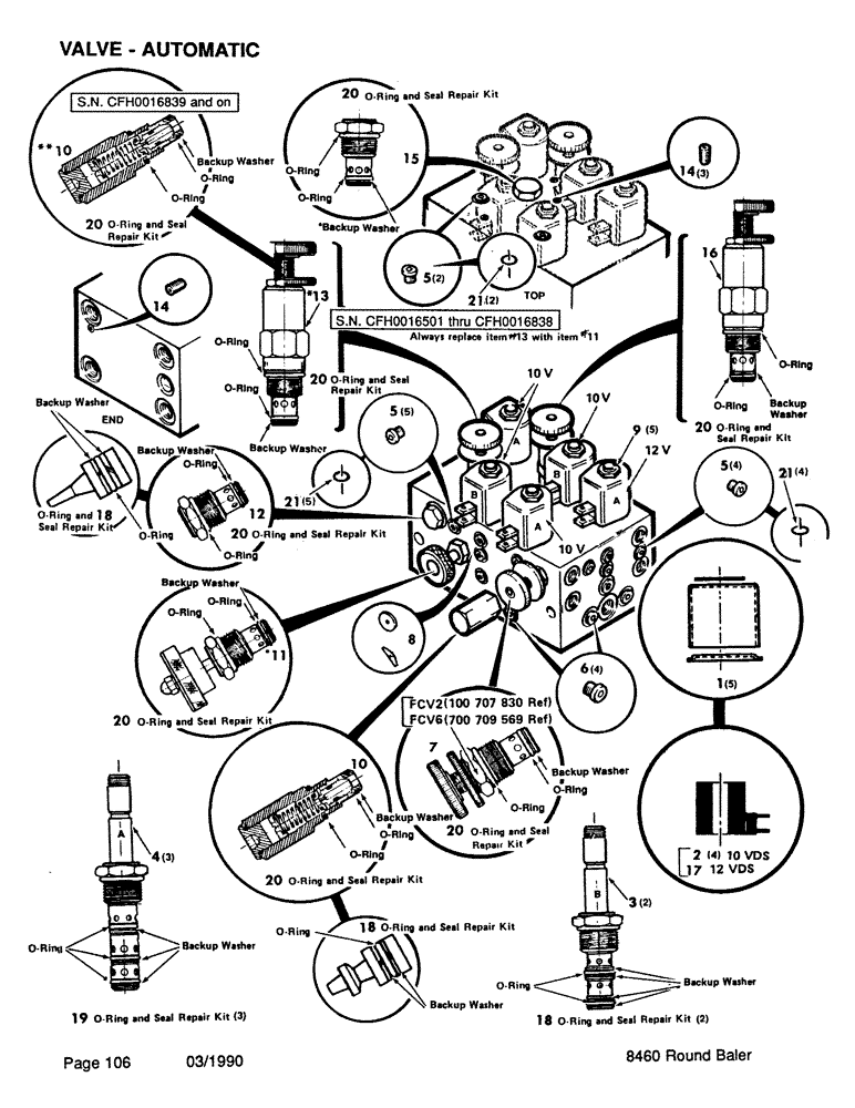 Схема запчастей Case IH 8460 - (106) - VALVE, AUTOMATIC (07) - HYDRAULICS