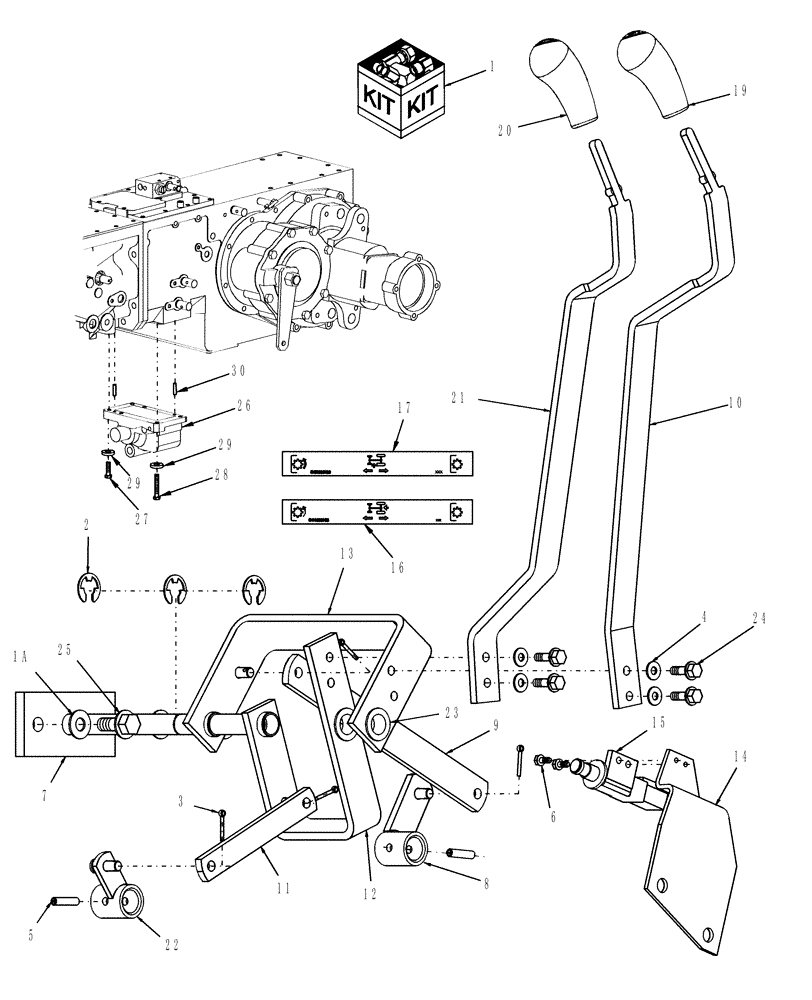 Схема запчастей Case IH DX40 - (03.17) - MID-PTO KIT, 2000 RPM - 719801056 (03) - TRANSMISSION