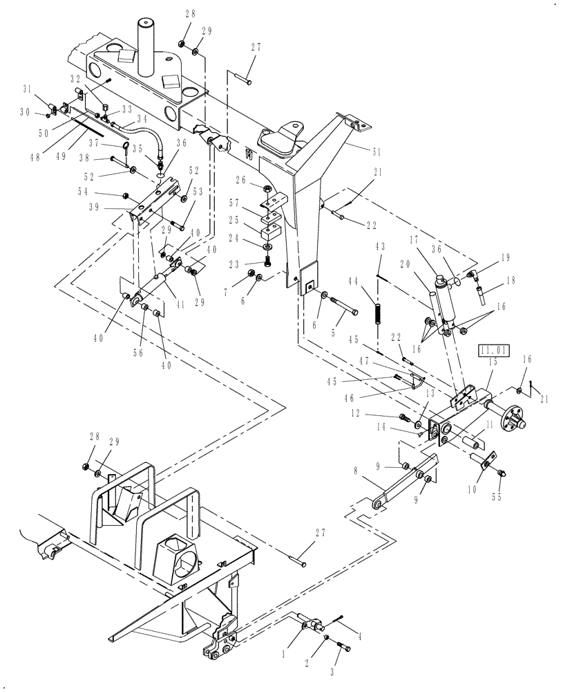 Схема запчастей Case IH DCX131F - (12.08) - TRAIL FRAME, LEFT SIDE (12) - MAIN FRAME