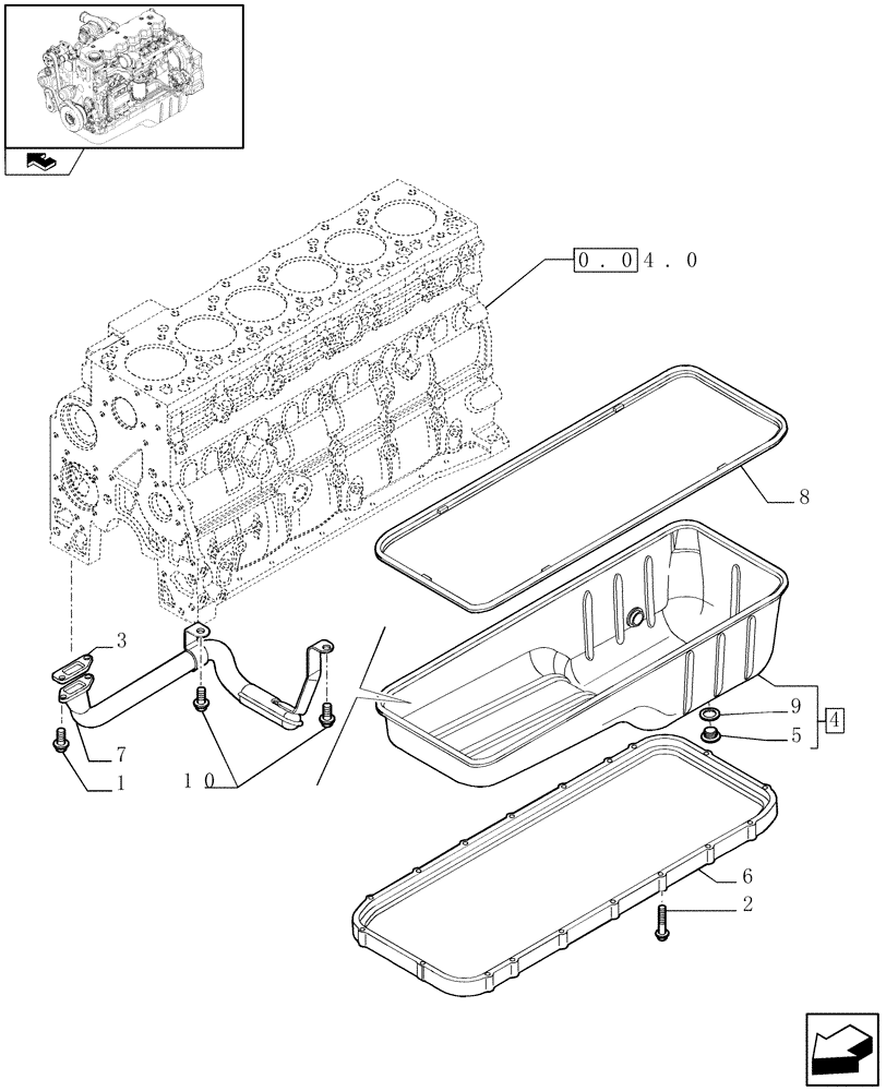 Схема запчастей Case IH F4HE9687G J101 - (0.04.2) - ENGINE OIL SUMP (2853310) 