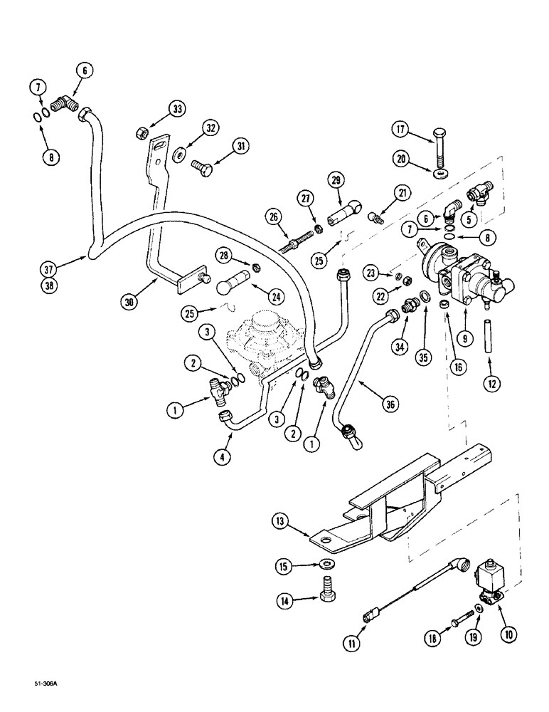 Схема запчастей Case IH 5150 - (7-28) - TRAILER BRAKE - PNEUMATIC PIPING (07) - BRAKES