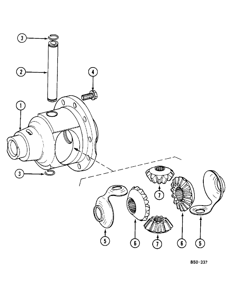 Схема запчастей Case IH 685 - (6-458) - DIFFERENTIAL - 4 WHEEL DRIVE, 685 : -13595, 885 : -3401, FOR AXLE "ZF" (06) - POWER TRAIN