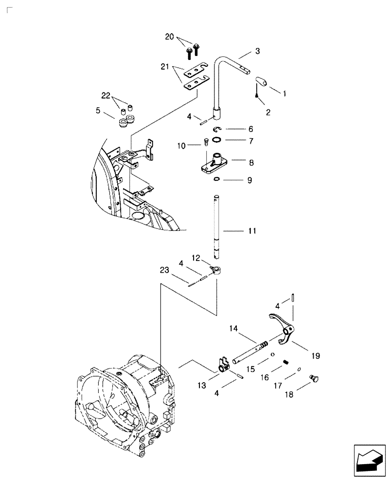 Схема запчастей Case IH FARMALL 35B - (21.130.03) - FORWARD/REVERSE SHIFT LEVER & FORK - 12X12 (21) - TRANSMISSION