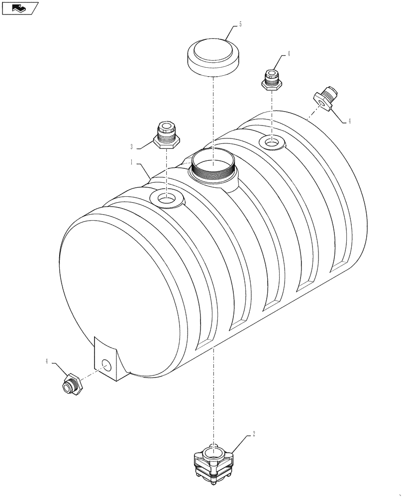 Схема запчастей Case IH 3330 - (75.130.09) - TANK 55 GALLON W/FITTINGS (75) - SOIL PREPARATION