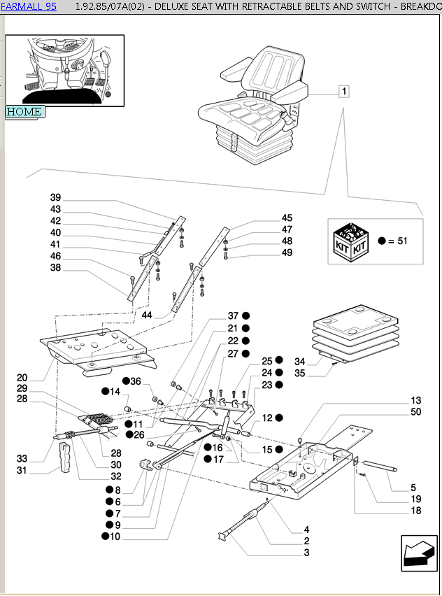 Схема запчастей Case IH FARMALL 95 - (1.92.85/07A[02]) - DELUXE SEAT WITH RETRACTABLE BELTS AND SWITCH - BREAKDOWN (10) - OPERATORS PLATFORM/CAB