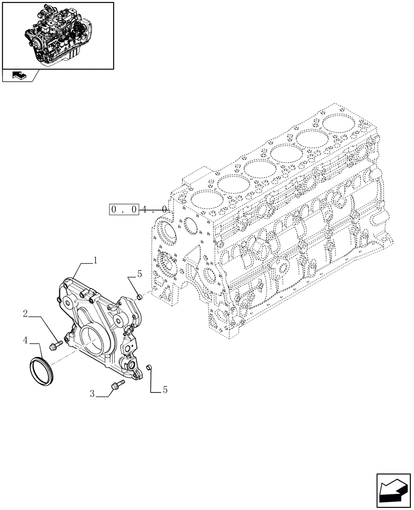 Схема запчастей Case IH F4GE9684R J600 - (0.04.3[02]) - CRANKCASE COVERS (4894734) 