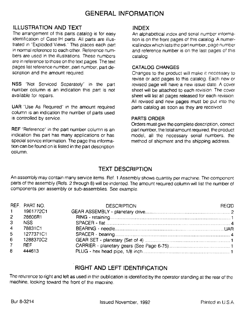 Схема запчастей Case IH 1020 - (1-04) - GENERAL INFORMATION (00) - GENERAL & PICTORIAL INDEX